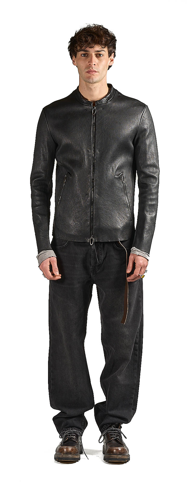 DANIELE BASTA LEATHER AND SILVER JACKET 